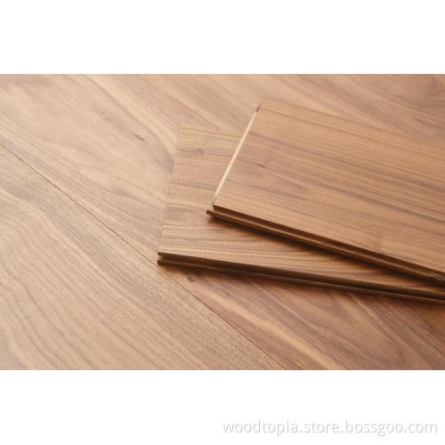 Lantai kayu pepejal tiga lapisan warna walnut hitam
